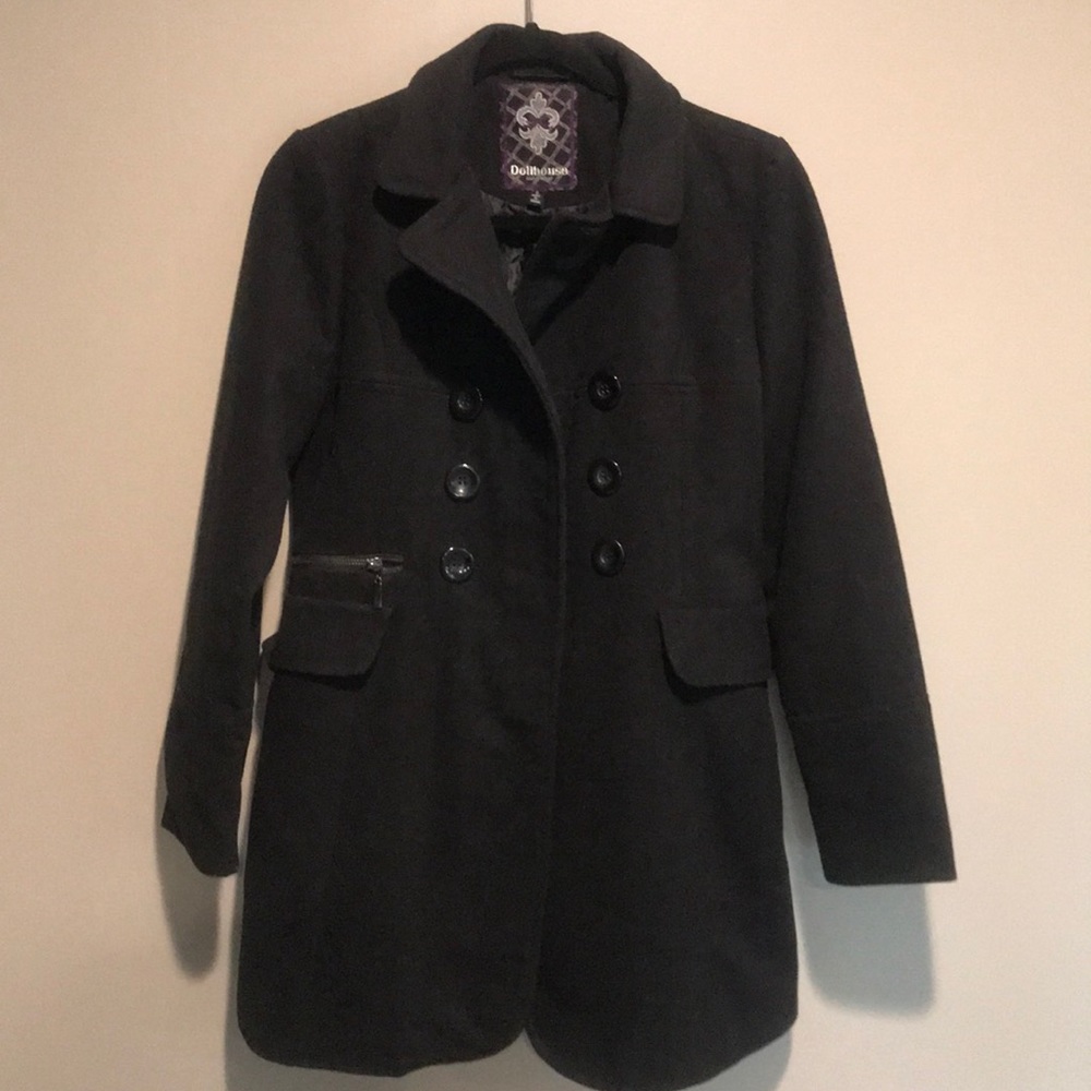 Black Pea Coat by Dollhouse